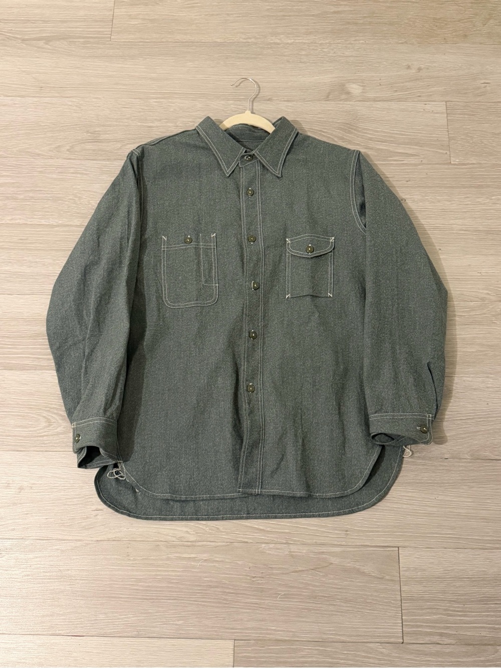 Men's Dark Green Workwear Button-Up Jacket